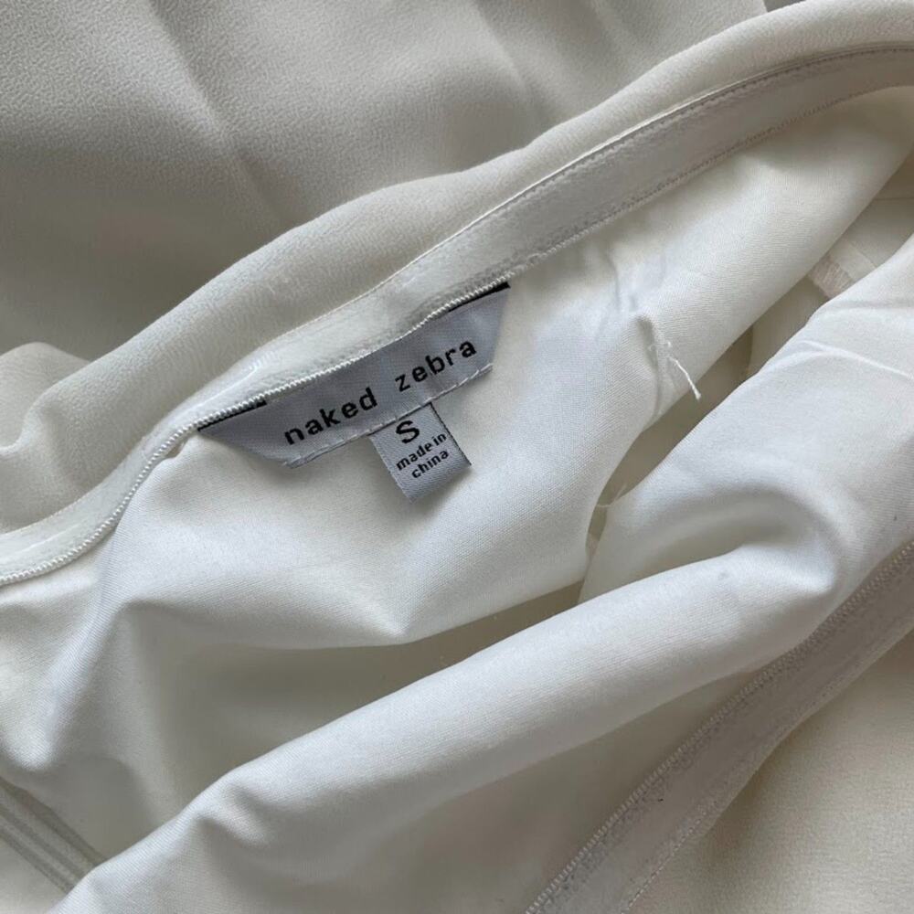 Naked Zebra Strapless White Ruffle Detail Mini Dress Sz S - Picture 4 of 5